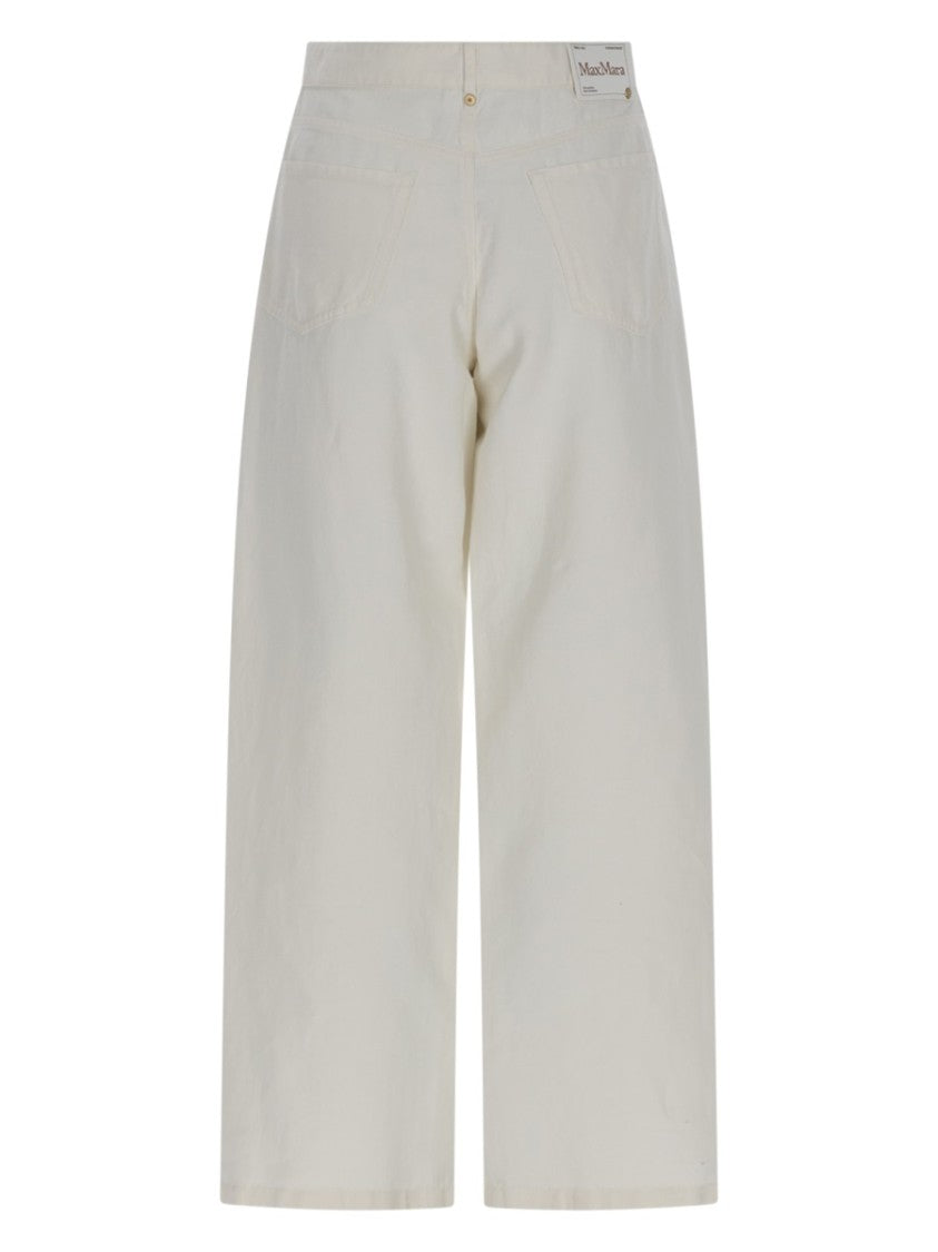 Max Mara Straight-Leg Cotton And Linen Blend Pants With Five-Pocket Design