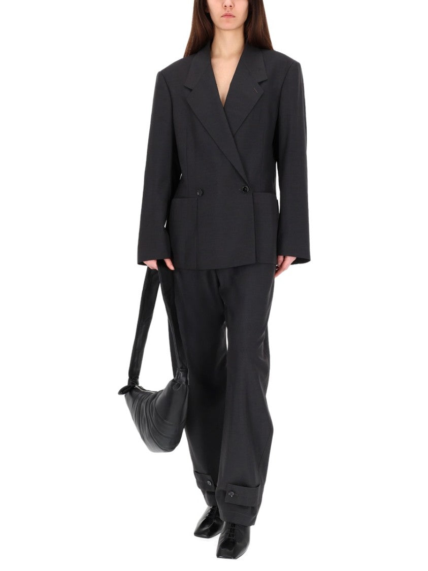 Lemaire Grey Polyester-Blend Oversized Double-Breasted Blazer
