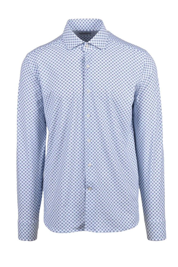 Ghirardelli Next White/Blue Polyamide Elastane Men's Next Stretch Shirt