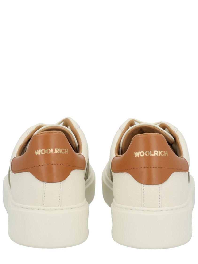 Woolrich Low-Top Sneakers With Olive Suede Accents And Tan Leather Detailing