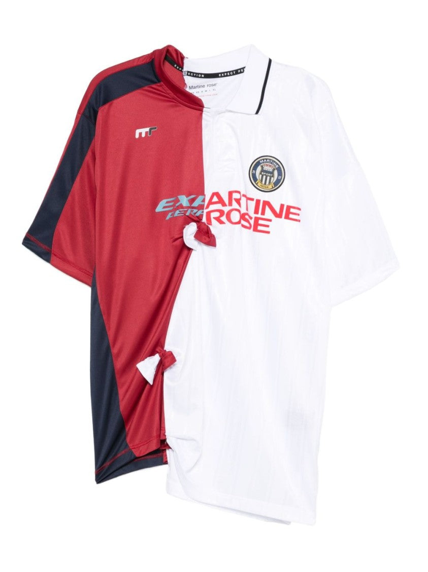 Martine Rose Half-And-Half Oversized T-Shirt With Knot Detailing