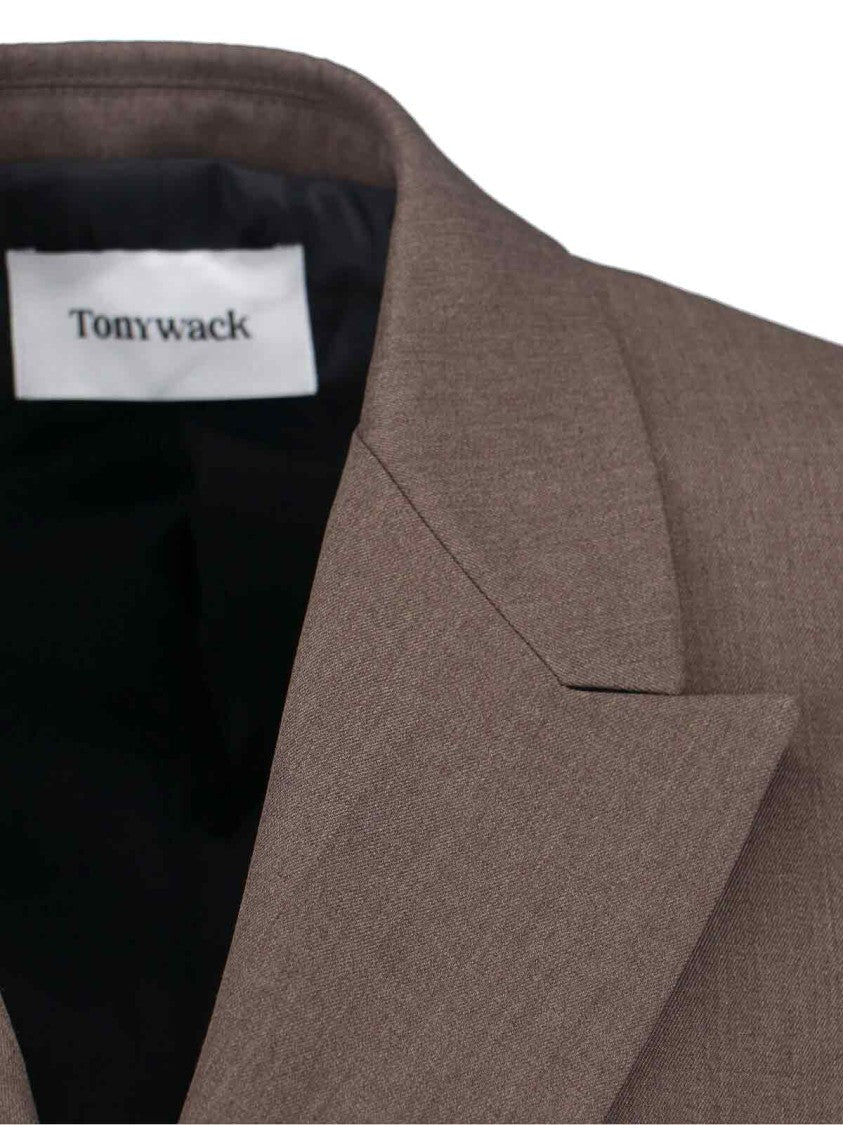 Tonywack Double-Breasted Brown Blazer With Wide Lapels
