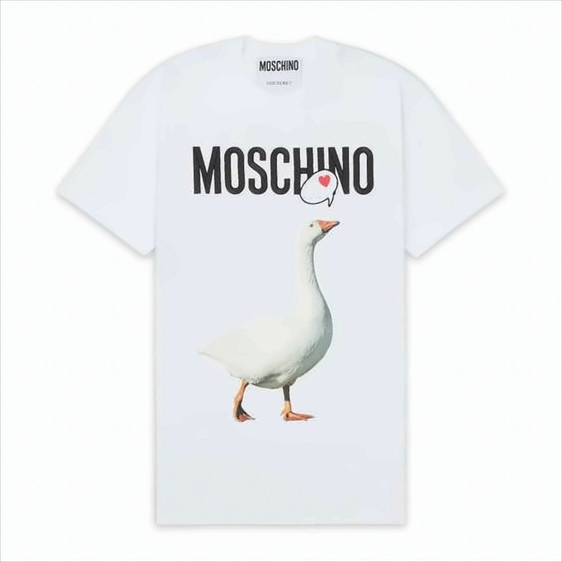 Moschino Graphic Print Cotton T-Shirt With Goose Motif