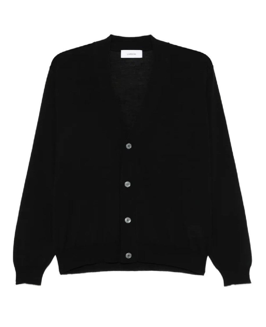 Lardini Classic Black Cardigan With V-Neckline