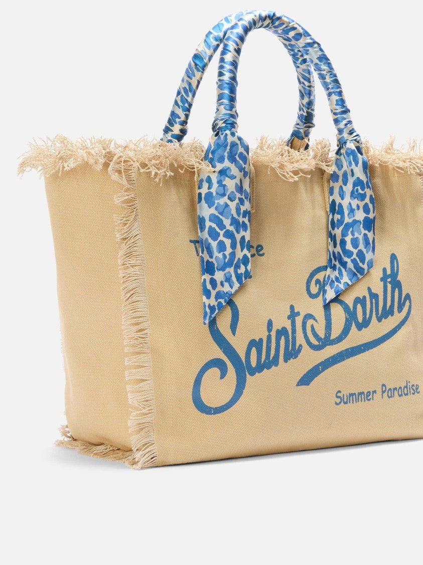 Mc2 Saint Barth Beige Canvas Rectangular Tote Bag