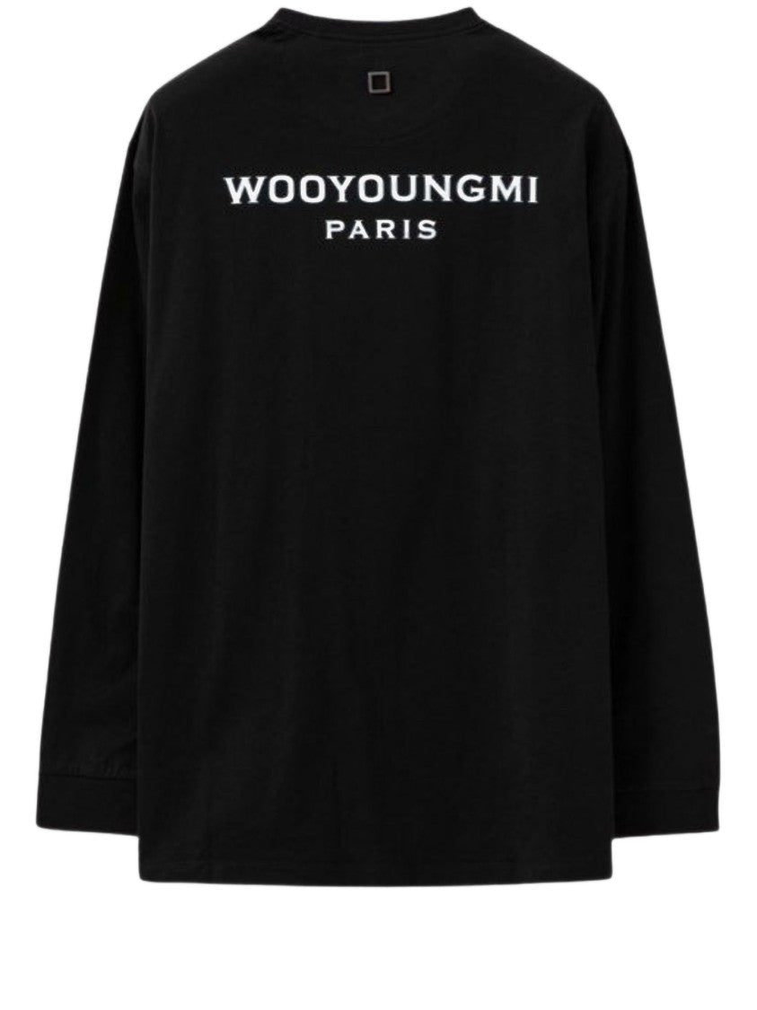 Wooyoungmi Relaxed-Fit Black Cotton Sweater With Logo Accents
