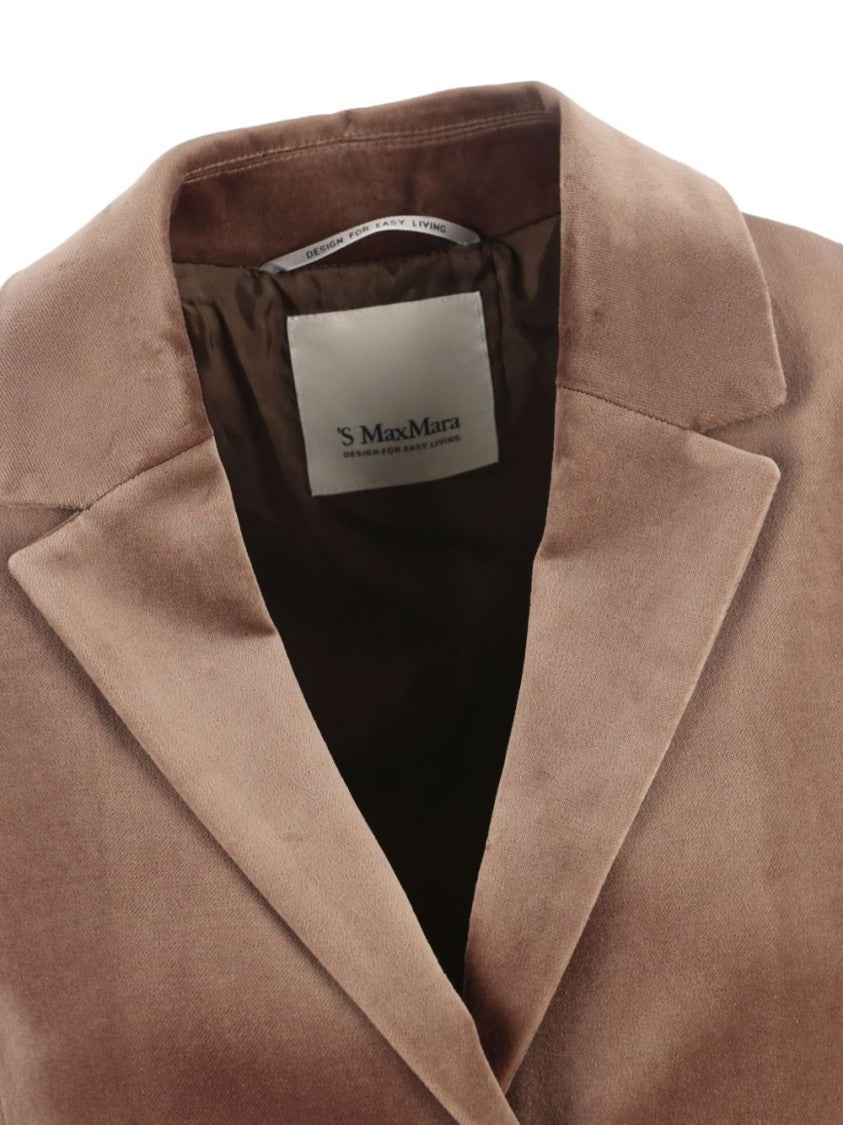 Max Mara Tailored Brown Velvet Jacket With Notched Lapel
