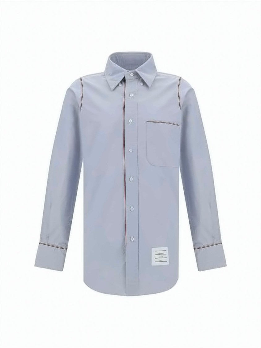 Thom Browne Long-Sleeve Light Blue Shirt With Red Piping