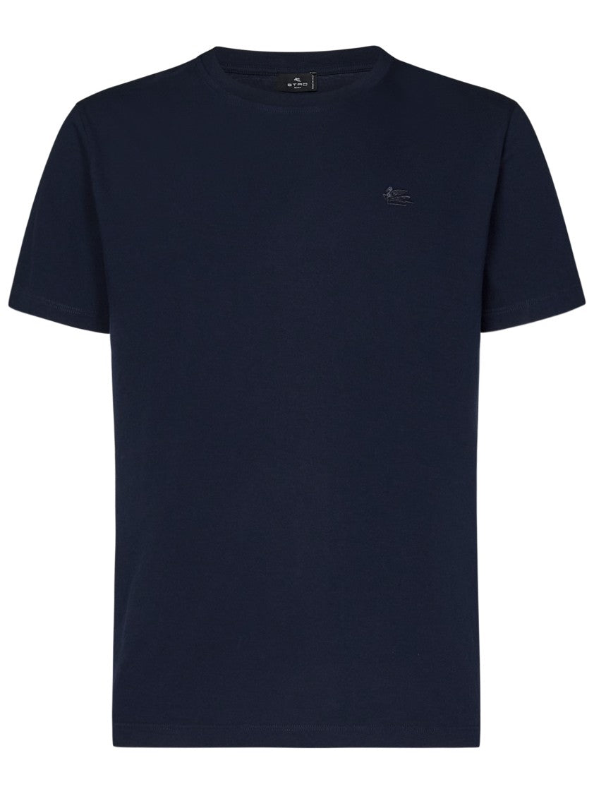 Etro Blue Cotton Jersey T-Shirt Subtle Logo