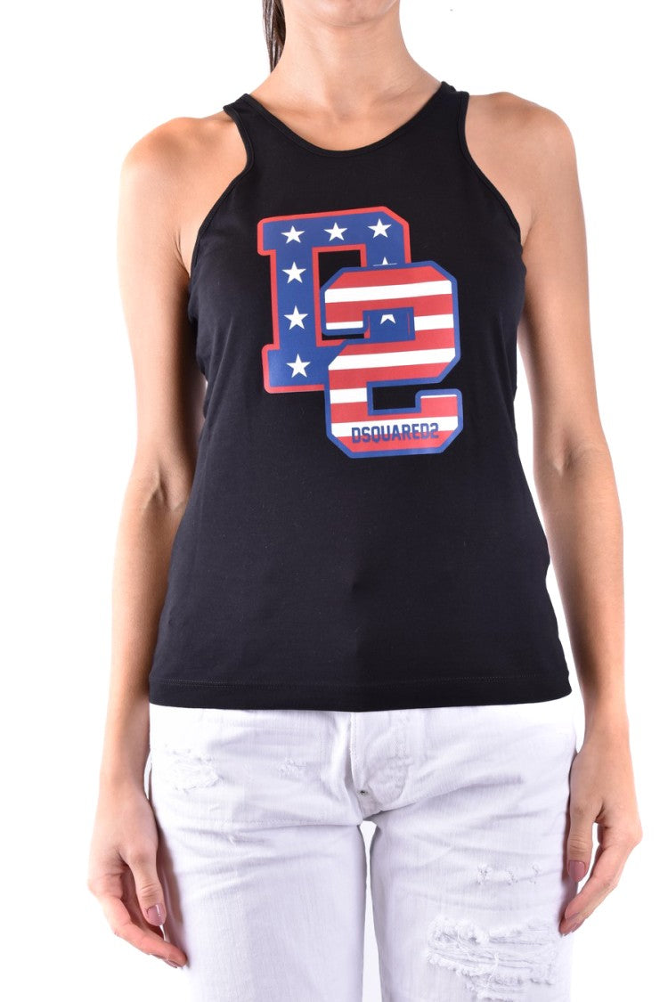 Dsquared2 Sleeveless Graphic Emblem Top Fitted Silhouette