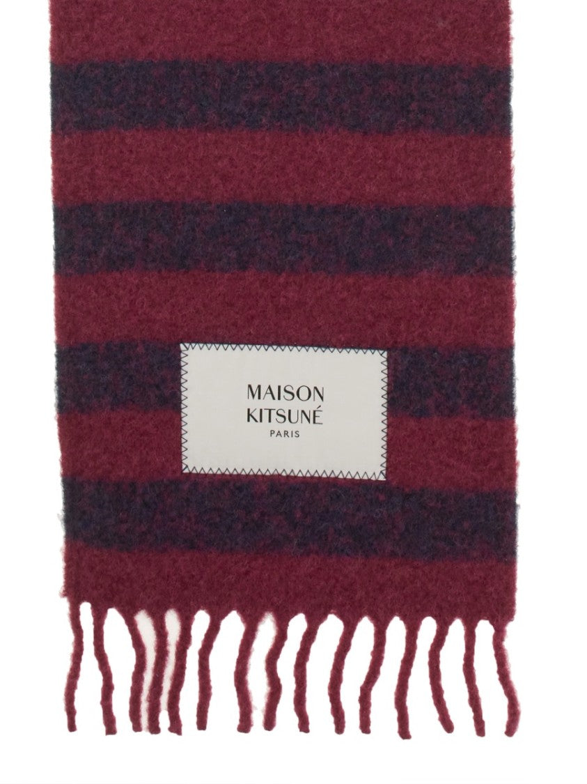 Maison Kitsuné Classic Striped Scarf With Logo Tag