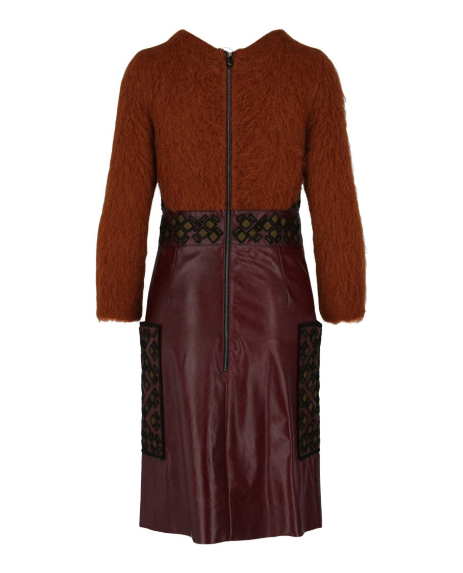 Bottega Veneta Embroidered Lambskin Leather Sweater Dress
