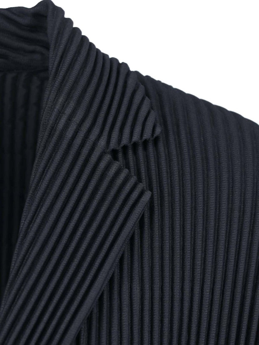 Homme Plissé Issey Miyake Black Pleated Classic Lapel Blazer