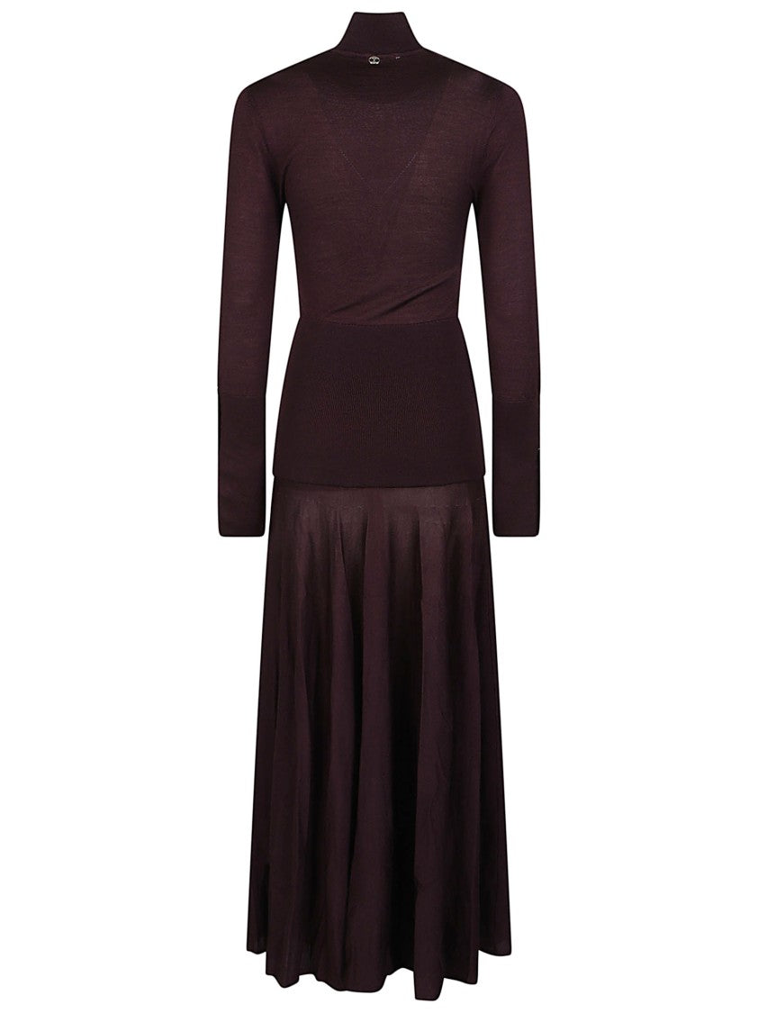 Rabanne Burgundy Long Fitted Merino Wool-Blend Maxi Dress