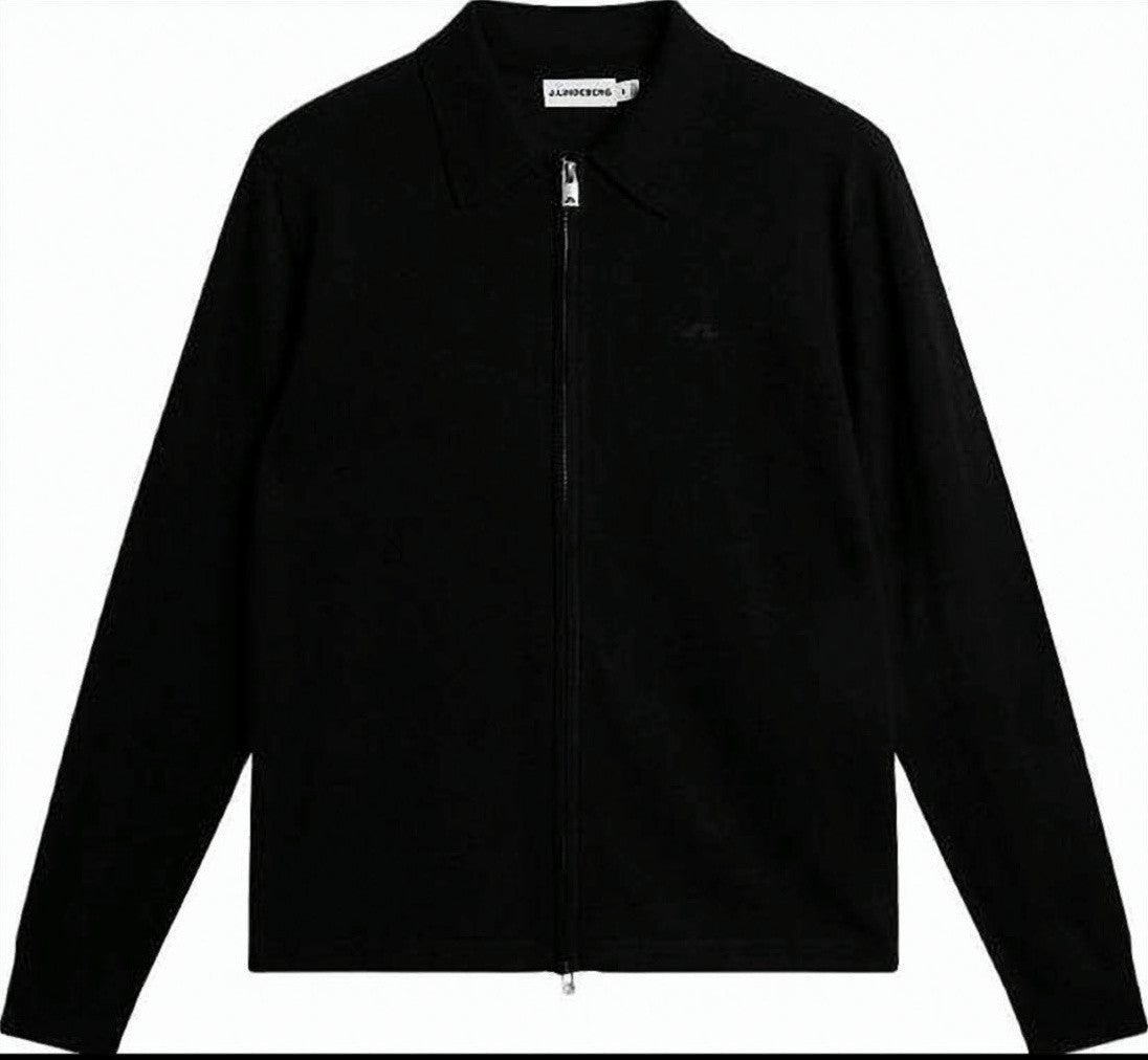 J Lindeberg Long-Sleeved Black Merino Wool Cardigan