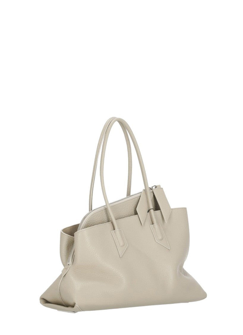The Attico Ivory Textured Leather Tote Bag