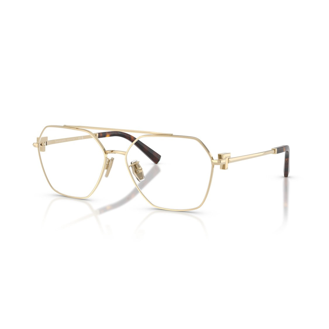 Tiffany & Co. Geometric Metal Sunglasses With Tortoiseshell Tips