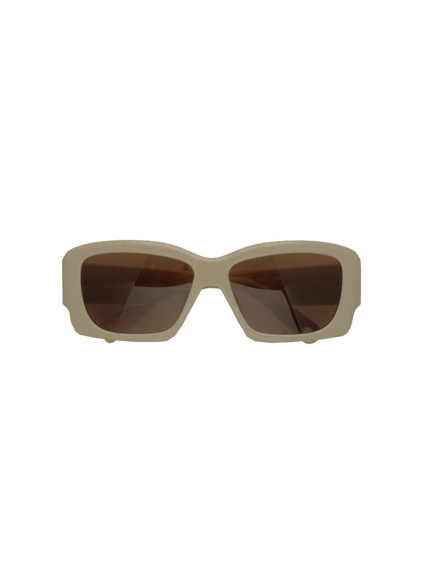 Linda Farrow X Jacquemus Angular Grey Sunglasses With Brown Lenses
