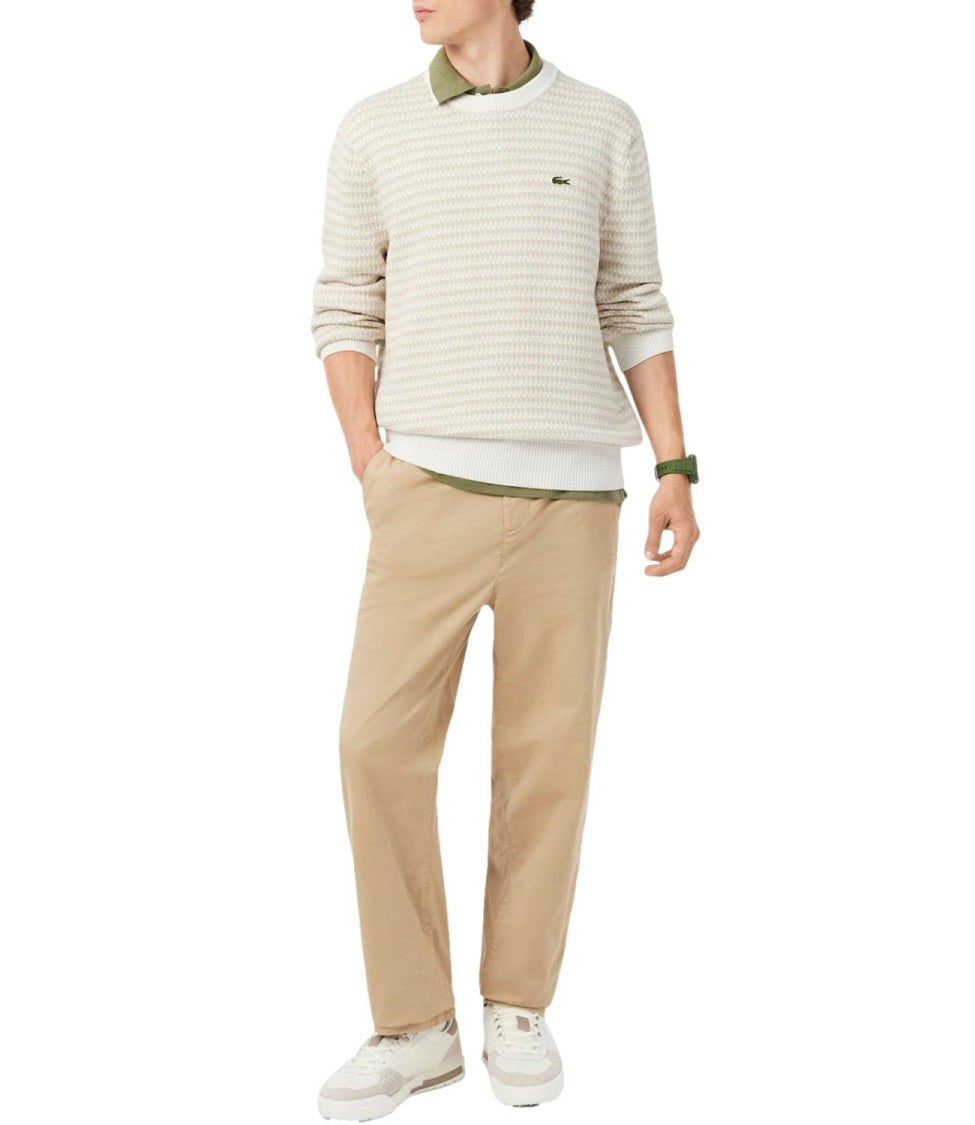 Lacoste Textured Crew Neck Knit Sweater