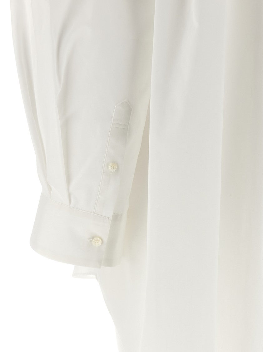 Sacai Asymmetrical Hem Cotton Poplin Shirt With Concealed Closure