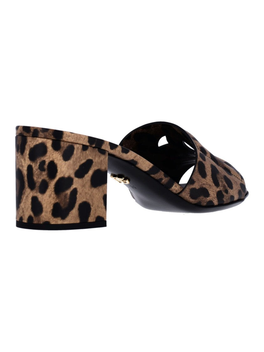 Dolce & Gabbana Leopard Print Low Block-Heel Cut-Out Sandals