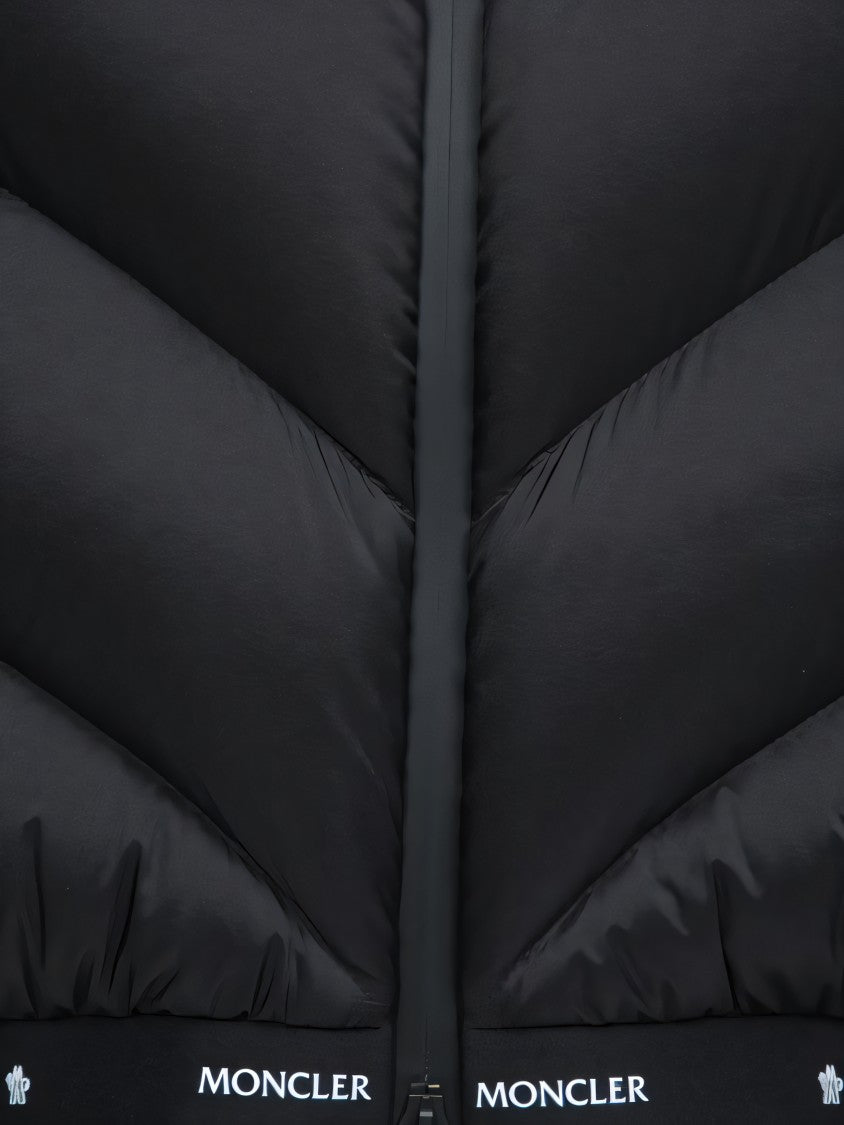 Moncler Padded Black Jacket With High Collar