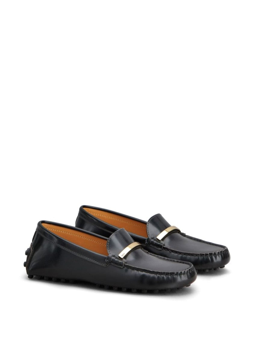 Tod's Polished Black Leather Loafers