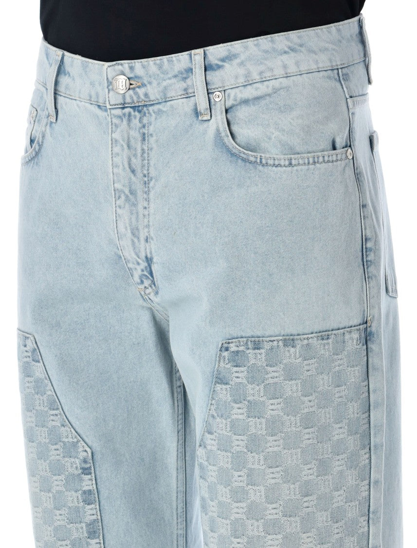 Misbhv Monogram-Embroidered Carpenter Denim Trousers