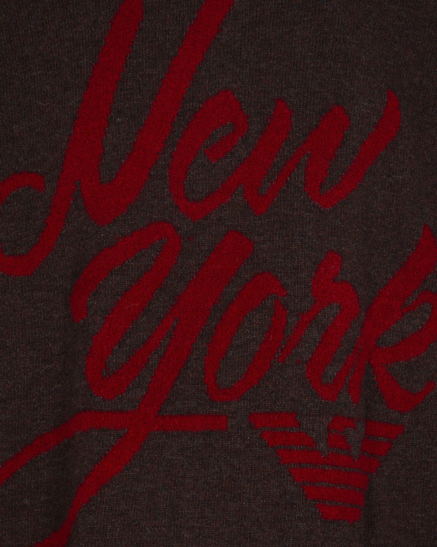 Emporio Armani Brown Sweater With Maxi Logo