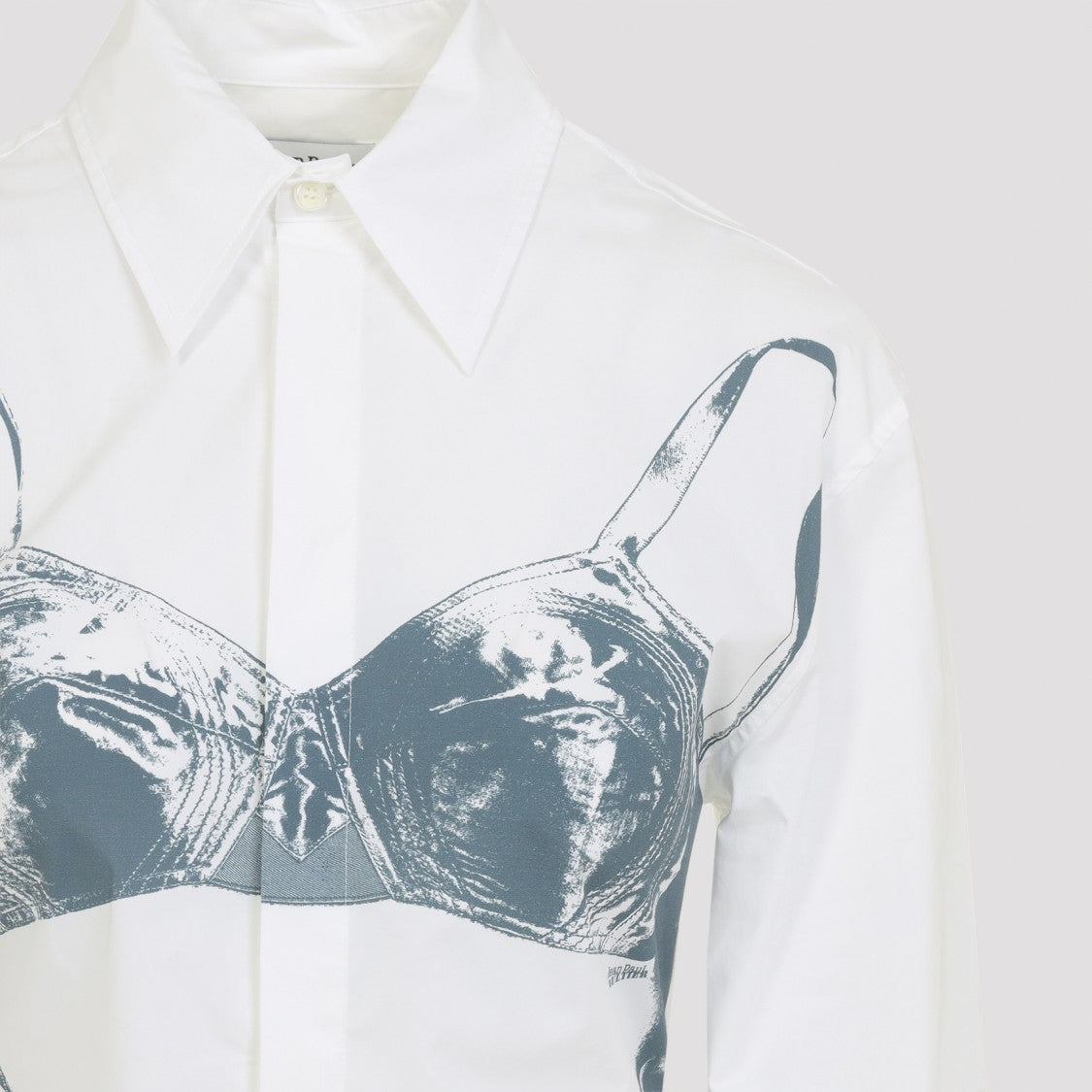 Jean Paul Gaultier White Stretch Cotton Shirt With Bra Graphic