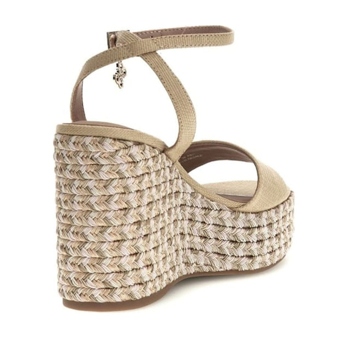 Guess Beige Everly Woven Platform Wedge Sandals