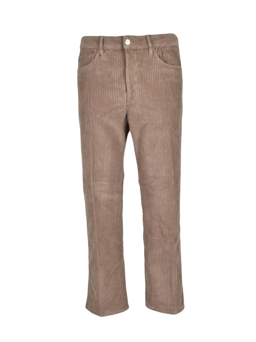 Nine In The Morning Textured Corduroy Carrot Trousers With Button Closure