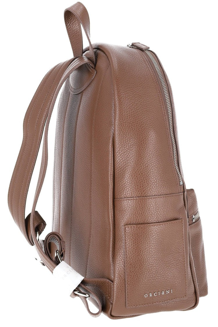 Orciani Pebbled Leather Handcrafted Urban Backpack