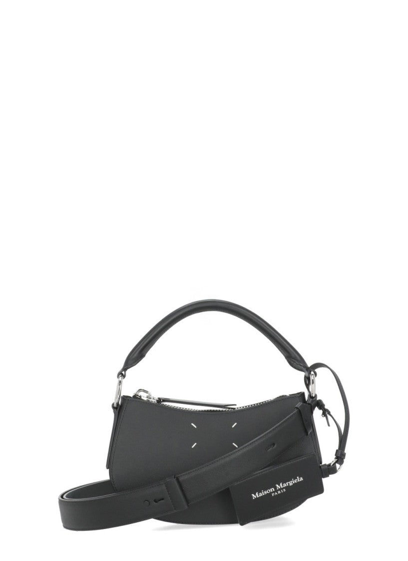 Maison Margiela Curved Black Hobo Bag With Adjustable Shoulder Strap
