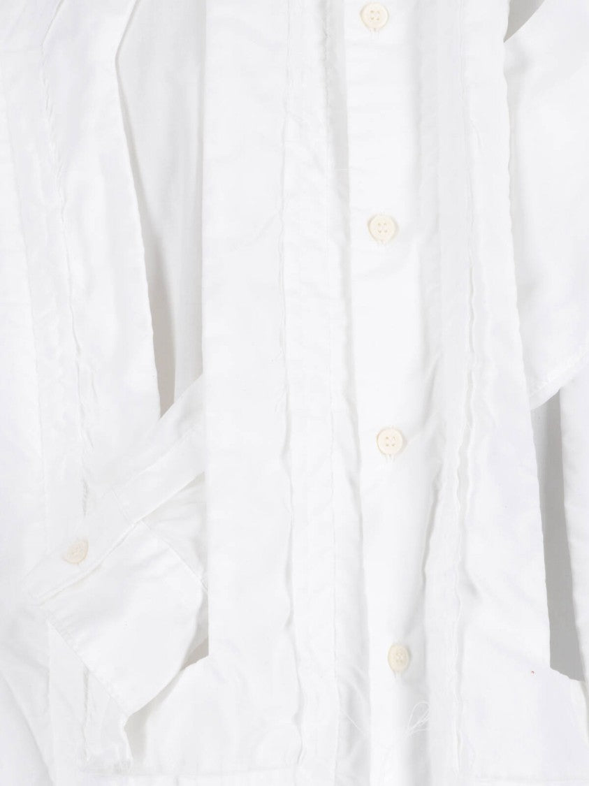 Comme Des Garçons White Pleated Detail Shirt-Style Dress