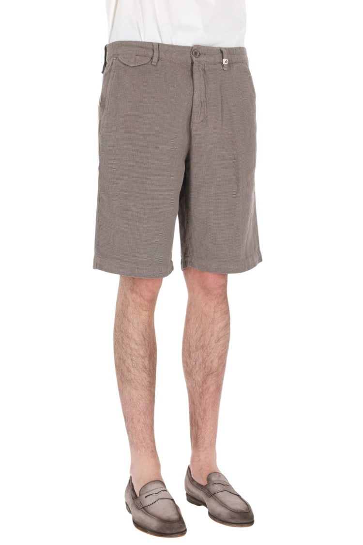 Myths Textured Cotton-Linen Casual Shorts