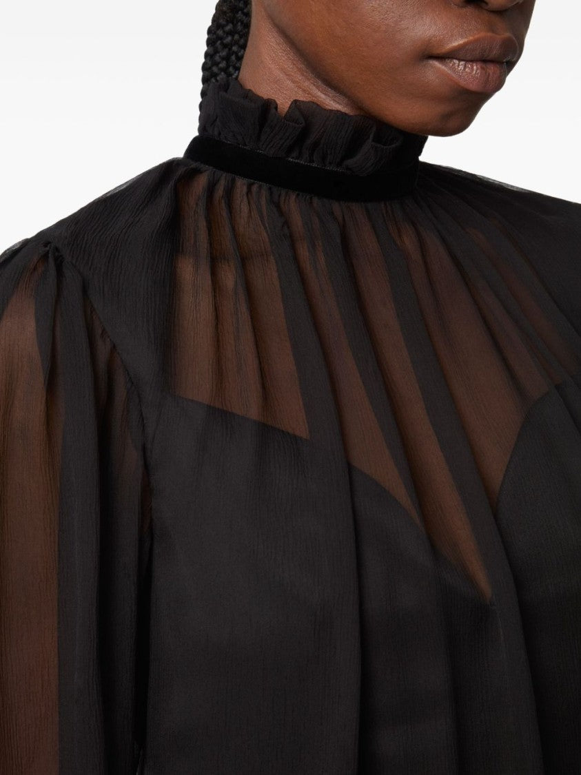 Nina Ricci Black High Neck Balloon Sleeve Dress