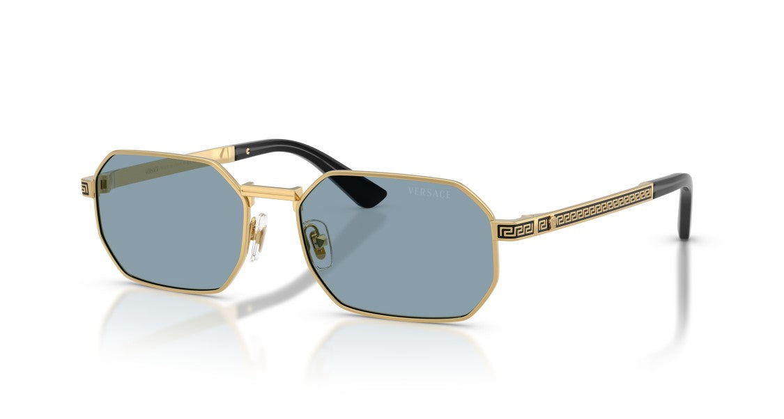 Versace Geometric Frame Sunglasses With Gold Metal Rims
