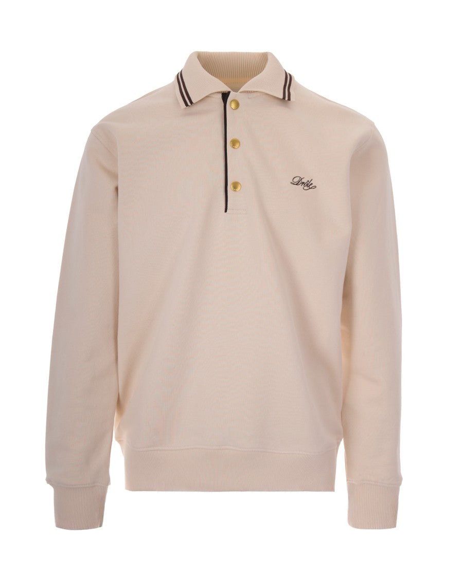Drôle De Monsieur Polo Shirt With Contrast Embroidery And Ribbed Details