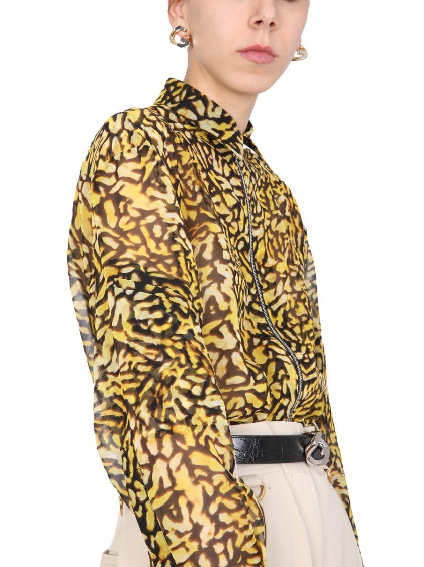 Givenchy Bold Yellow And Black Animal Print Long Shirt