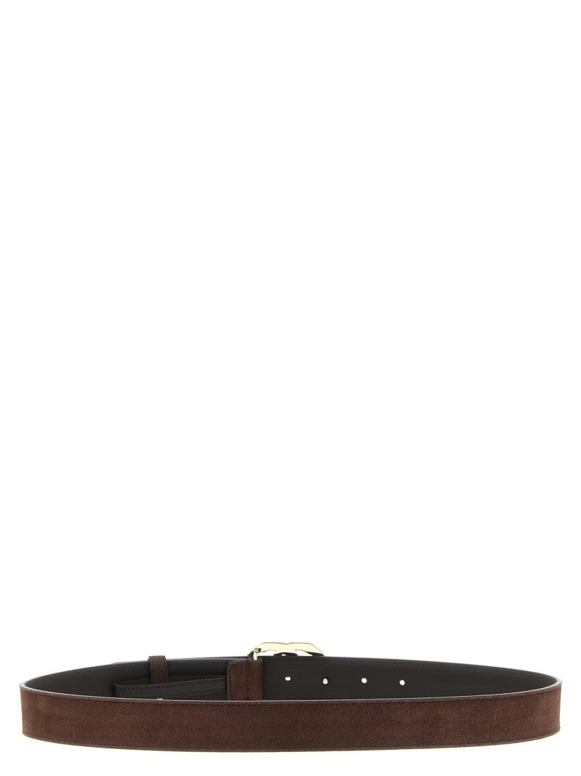 Gucci Brown Suede Belt With Bamboo-Style Double G Buckle