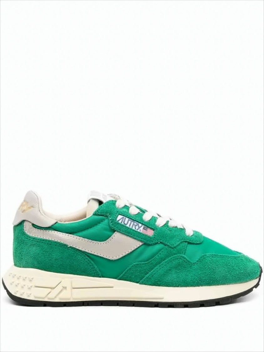 Autry Vibrant Green Suede And Nylon Low-Top Sneakers