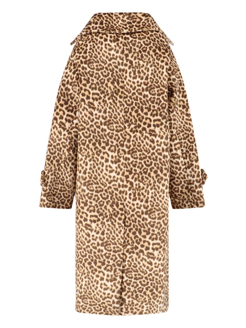 Duran Lantik Leopard Print Long Coat With Adjustable Cuffs