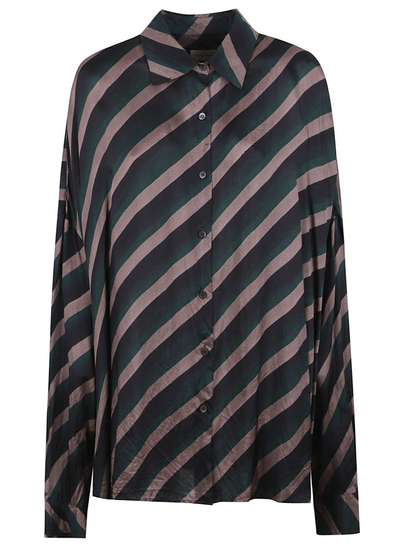 Dries Van Noten Relaxed Fit Striped Shirt In 605 Bottle Hue