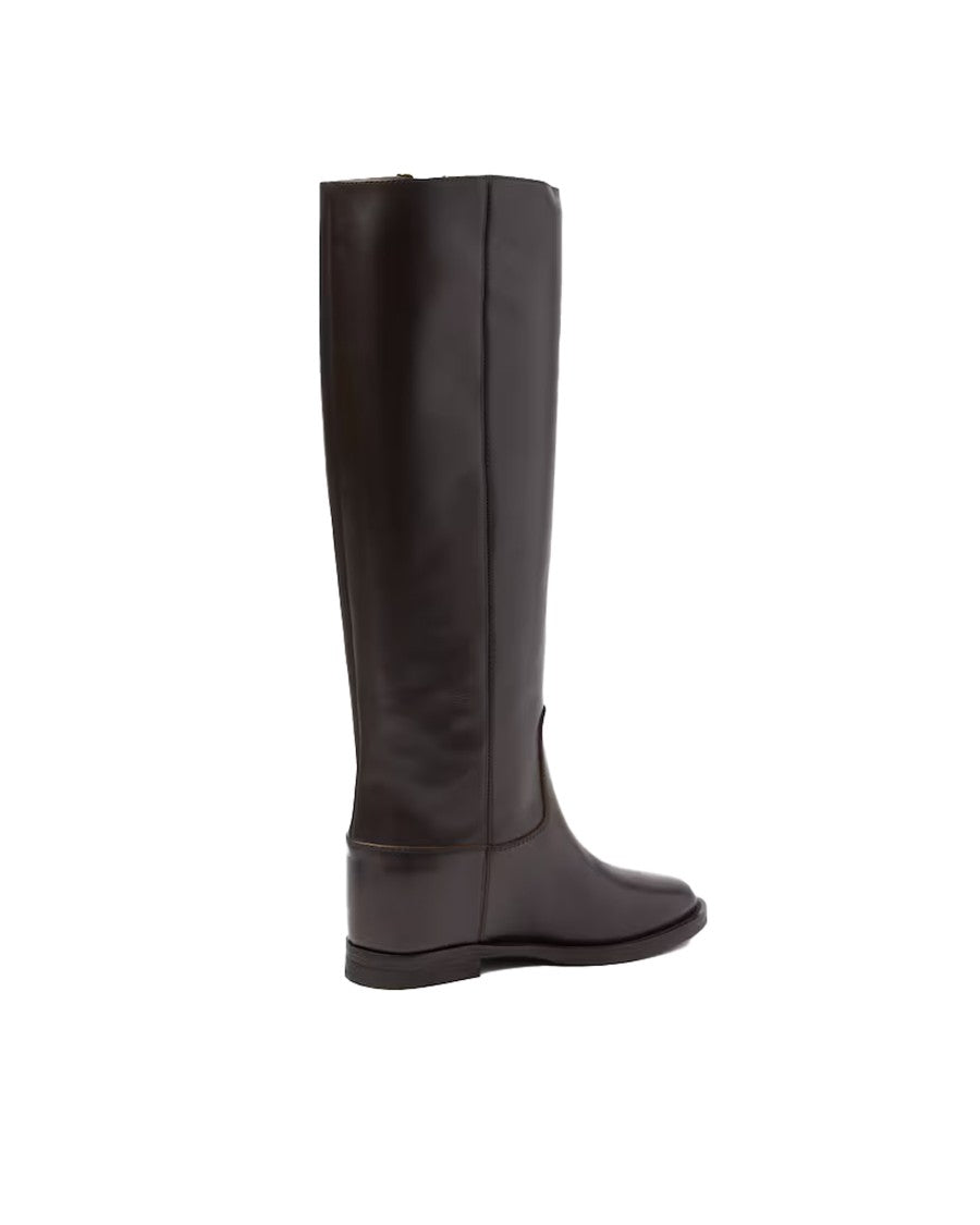 Via Roma 15 Dark Brown Santa Monica Con V Leather Boots