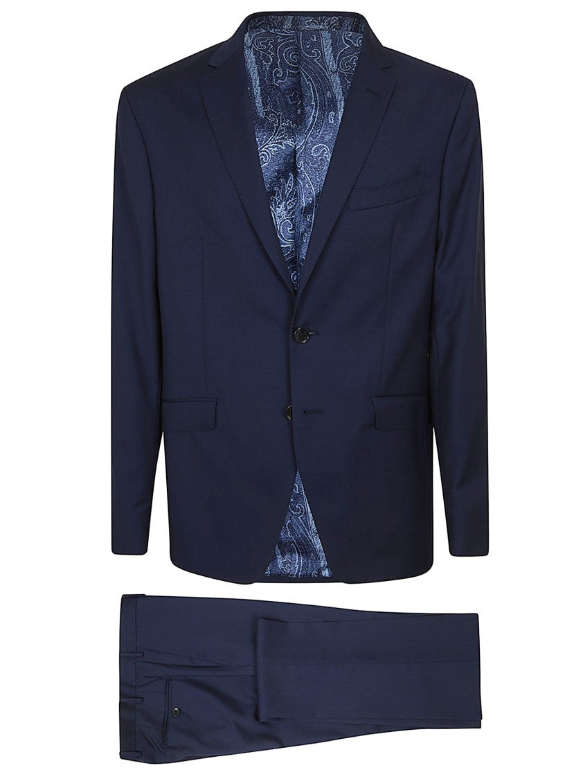 Etro Textured Virgin Wool Suit With Classic Tailoring