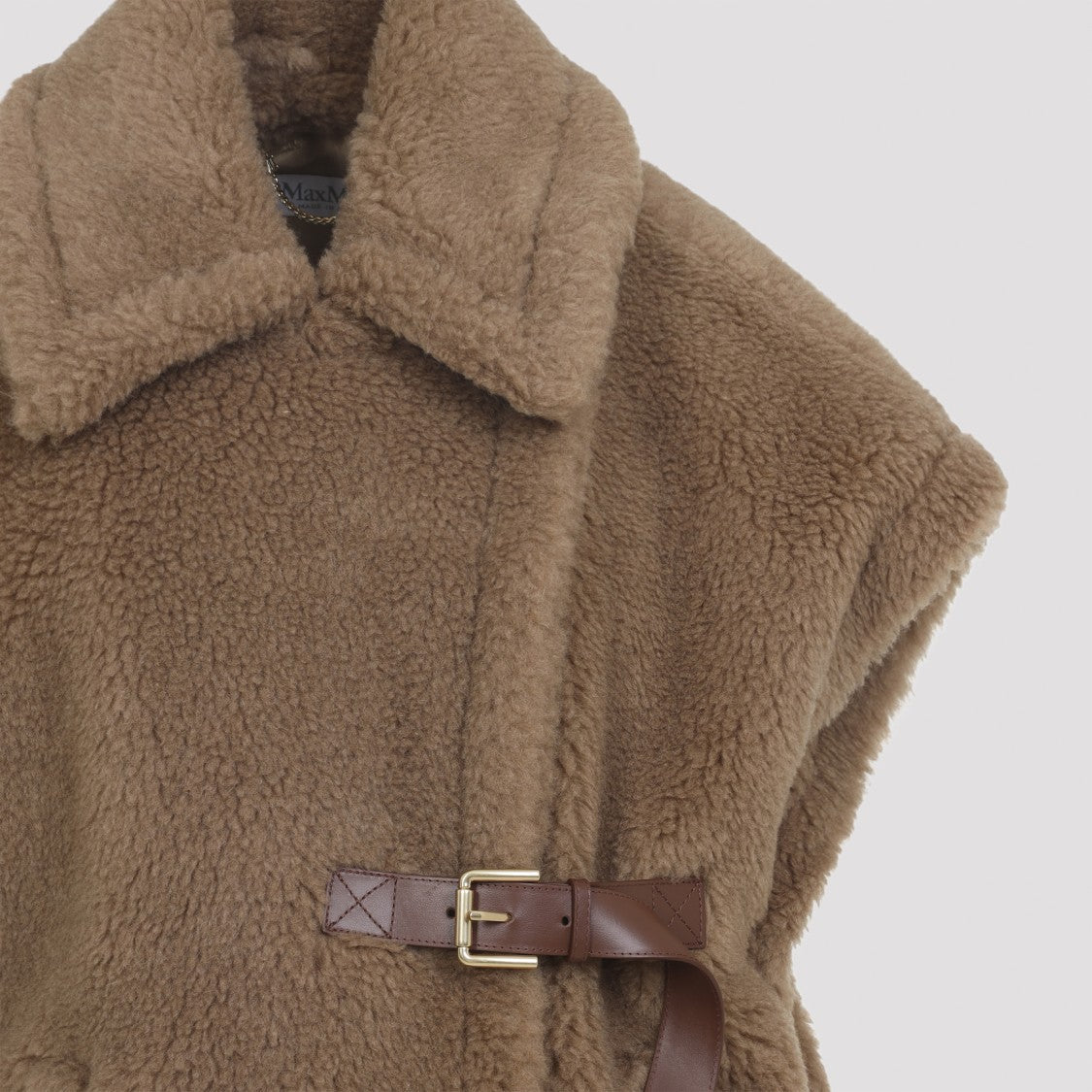 Max Mara Belted Sleeveless Coat With Wide Collar