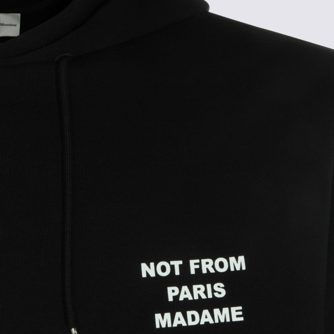 Drôle De Monsieur Minimalist Black Hoodie With Embroidered Text