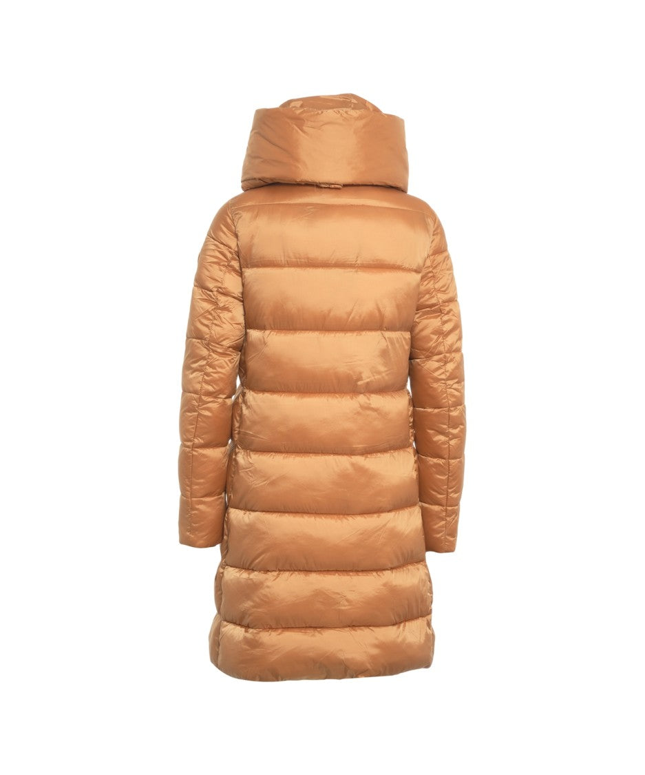 Save The Duck Iris Long Down Jacket With High Collar And Hood