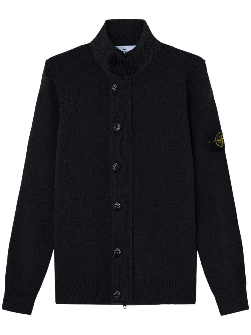 Stone Island High-Collar Arm-Patch Knit Sweater